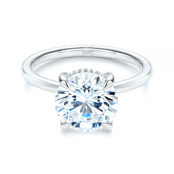 14k White Gold 14k White Gold Custom Hidden Halo Diamond Engagement Ring - Flat View -  106675