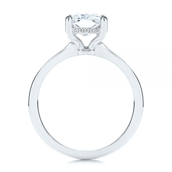 18k White Gold 18k White Gold Custom Hidden Halo Diamond Engagement Ring - Front View -  106666