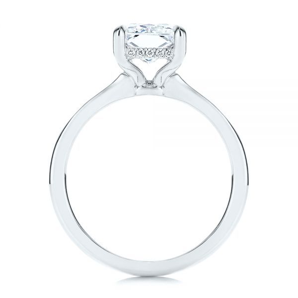 18k White Gold 18k White Gold Custom Hidden Halo Diamond Engagement Ring - Front View - 106666