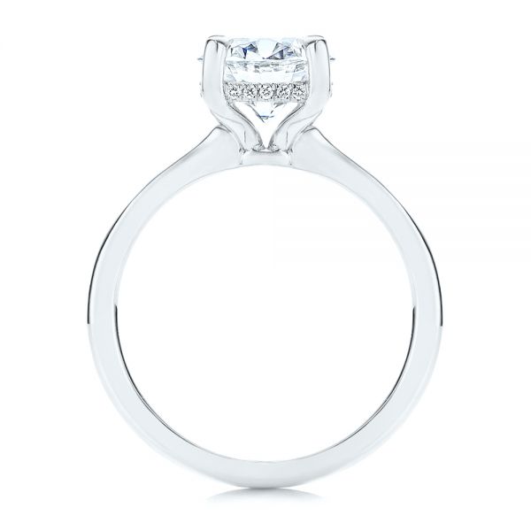 18k White Gold 18k White Gold Custom Hidden Halo Diamond Engagement Ring - Front View -  106667