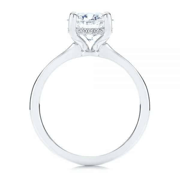 14k White Gold 14k White Gold Custom Hidden Halo Diamond Engagement Ring - Front View - 106667