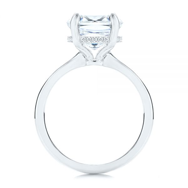Platinum Platinum Custom Hidden Halo Diamond Engagement Ring - Front View - 106674