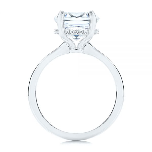 14k White Gold 14k White Gold Custom Hidden Halo Diamond Engagement Ring - Front View -  106674