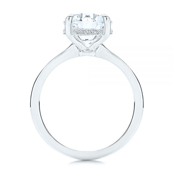 18k White Gold 18k White Gold Custom Hidden Halo Diamond Engagement Ring - Front View -  106675