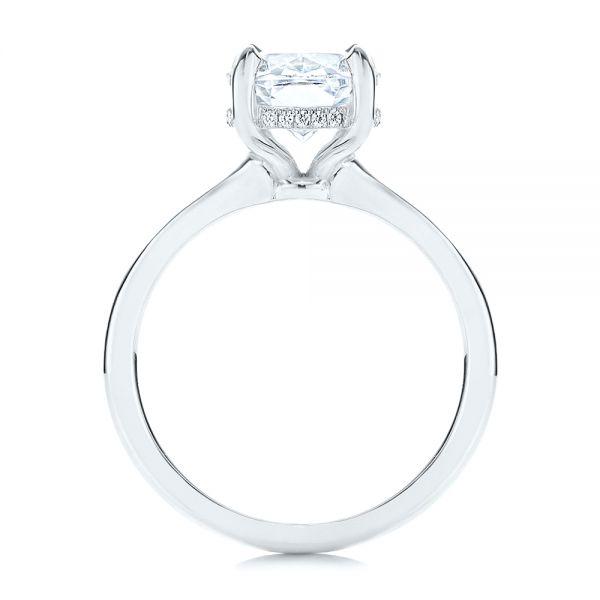18k White Gold 18k White Gold Custom Hidden Halo Diamond Engagement Ring - Front View -  106676