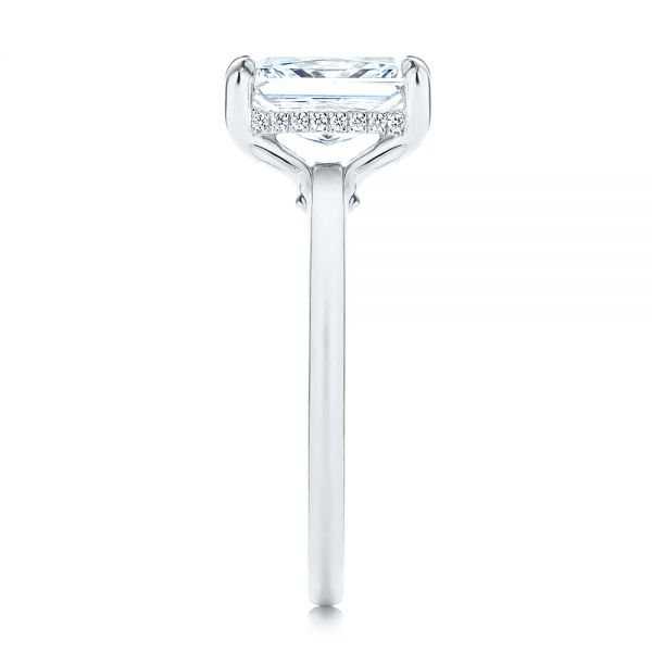 18k White Gold 18k White Gold Custom Hidden Halo Diamond Engagement Ring - Side View - 106666