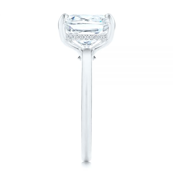 Platinum Platinum Custom Hidden Halo Diamond Engagement Ring - Side View - 106674