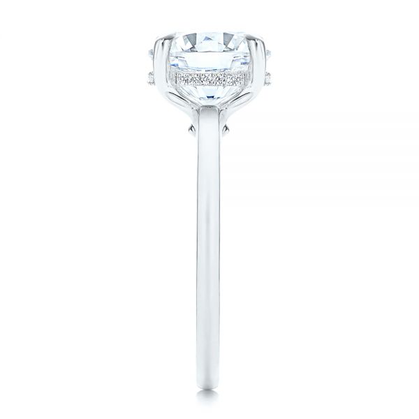 Platinum Platinum Custom Hidden Halo Diamond Engagement Ring - Side View - 106675