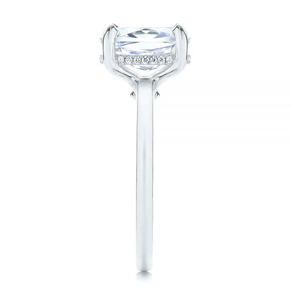 Platinum Platinum Custom Hidden Halo Diamond Engagement Ring - Side View - 106676