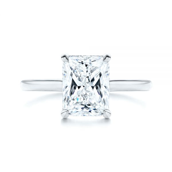 18k White Gold 18k White Gold Custom Hidden Halo Diamond Engagement Ring - Top View -  106666