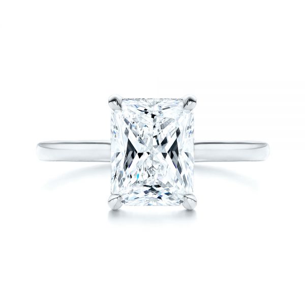 18k White Gold 18k White Gold Custom Hidden Halo Diamond Engagement Ring - Top View - 106666