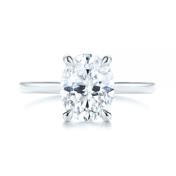 18k White Gold 18k White Gold Custom Hidden Halo Diamond Engagement Ring - Top View -  106667