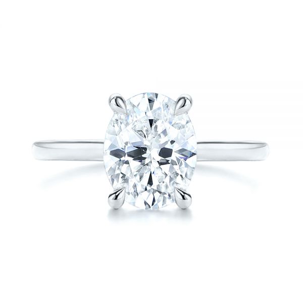 14k White Gold 14k White Gold Custom Hidden Halo Diamond Engagement Ring - Top View - 106667