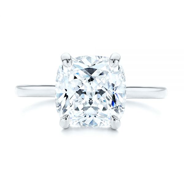 18k White Gold 18k White Gold Custom Hidden Halo Diamond Engagement Ring - Top View -  106674