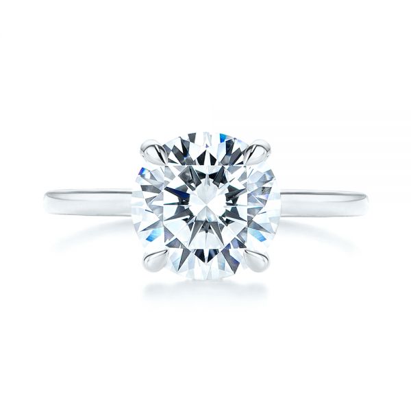18k White Gold 18k White Gold Custom Hidden Halo Diamond Engagement Ring - Top View -  106675