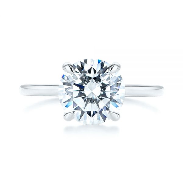 Platinum Platinum Custom Hidden Halo Diamond Engagement Ring - Top View - 106675