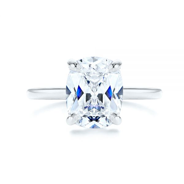 Platinum Platinum Custom Hidden Halo Diamond Engagement Ring - Top View - 106676