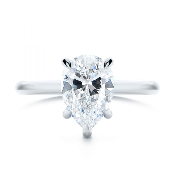 18k White Gold 18k White Gold Custom Hidden Halo Diamond Engagement Ring - Top View -  107205