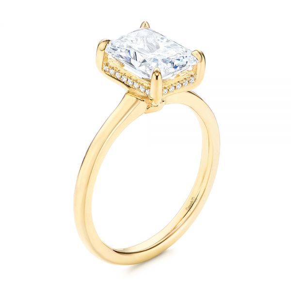 14k Yellow Gold Custom Hidden Halo Diamond Engagement Ring - Three-Quarter View -  106666