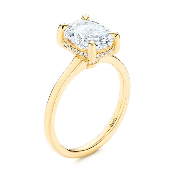 18k Yellow Gold 18k Yellow Gold Custom Hidden Halo Diamond Engagement Ring - Three-Quarter View -  106667