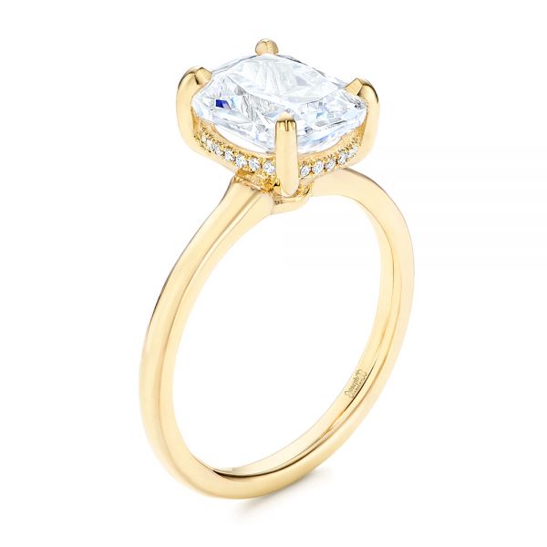 18k Yellow Gold 18k Yellow Gold Custom Hidden Halo Diamond Engagement Ring - Three-Quarter View -  106676