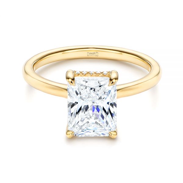 14k Yellow Gold Custom Hidden Halo Diamond Engagement Ring - Flat View -  106666
