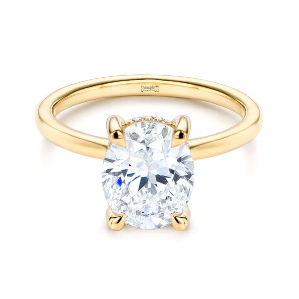 14k Yellow Gold Custom Hidden Halo Diamond Engagement Ring - Flat View - 106667