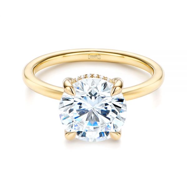 18k Yellow Gold 18k Yellow Gold Custom Hidden Halo Diamond Engagement Ring - Flat View -  106675