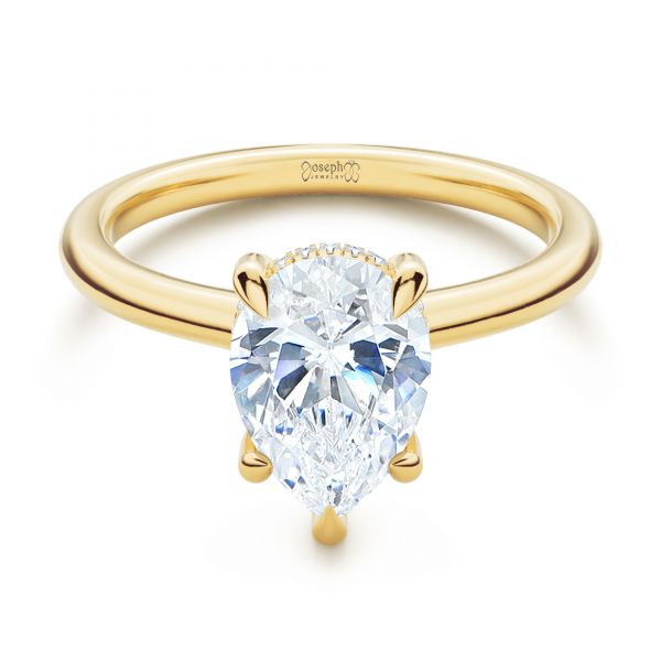 14k Yellow Gold 14k Yellow Gold Custom Hidden Halo Diamond Engagement Ring - Flat View -  107205