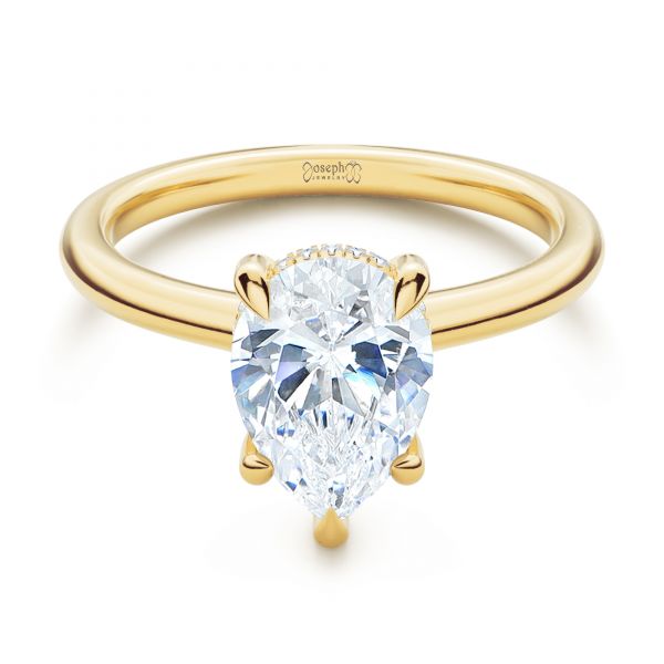 14k Yellow Gold 14k Yellow Gold Custom Hidden Halo Diamond Engagement Ring - Flat View - 107205