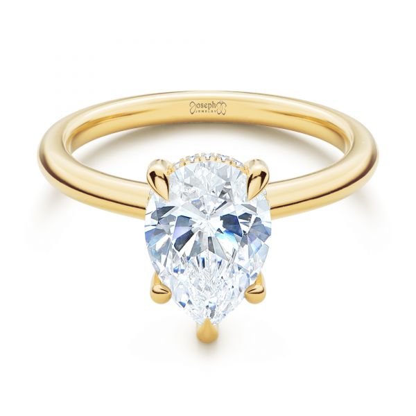 18k Yellow Gold 18k Yellow Gold Custom Hidden Halo Diamond Engagement Ring - Flat View -  107205