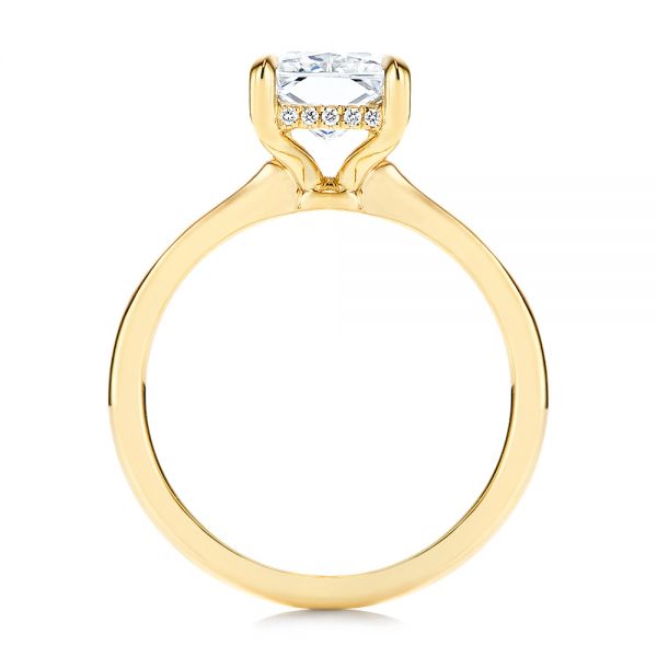 14k Yellow Gold Custom Hidden Halo Diamond Engagement Ring - Front View -  106666