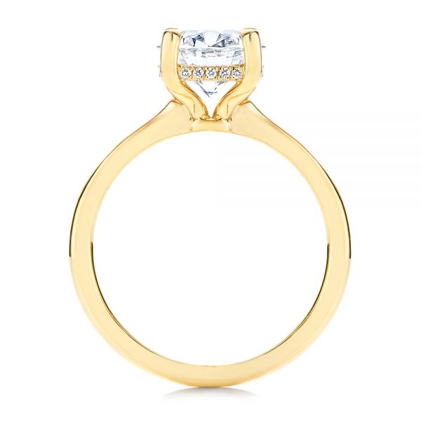 18k Yellow Gold 18k Yellow Gold Custom Hidden Halo Diamond Engagement Ring - Front View -  106667