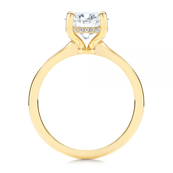 14k Yellow Gold Custom Hidden Halo Diamond Engagement Ring - Front View - 106667