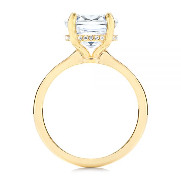 14k Yellow Gold Custom Hidden Halo Diamond Engagement Ring - Front View -  106674
