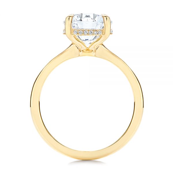 14k Yellow Gold Custom Hidden Halo Diamond Engagement Ring - Front View -  106675