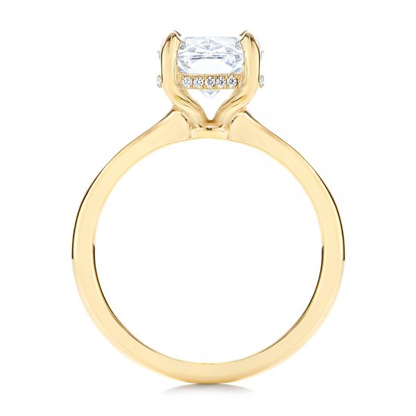 14k Yellow Gold Custom Hidden Halo Diamond Engagement Ring - Front View -  106676