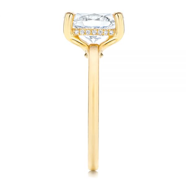 14k Yellow Gold Custom Hidden Halo Diamond Engagement Ring - Side View -  106667
