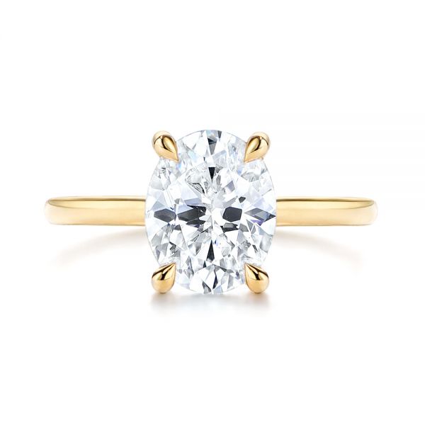 14k Yellow Gold Custom Hidden Halo Diamond Engagement Ring - Top View - 106667