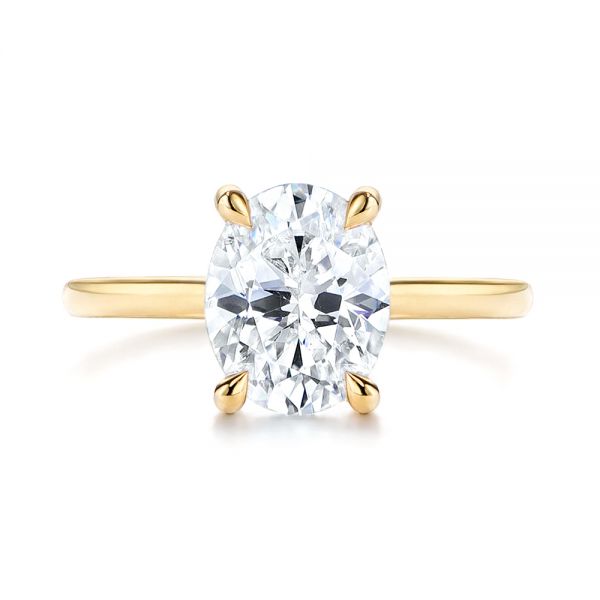 14k Yellow Gold Custom Hidden Halo Diamond Engagement Ring - Top View -  106667