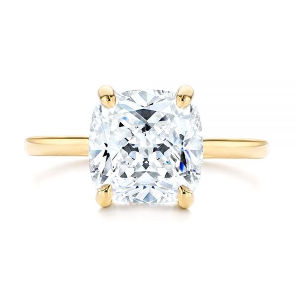 14k Yellow Gold Custom Hidden Halo Diamond Engagement Ring - Top View -  106674