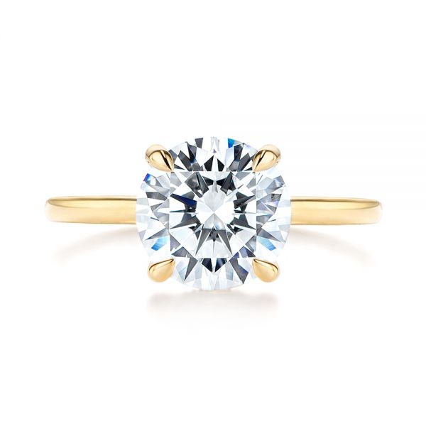 14k Yellow Gold Custom Hidden Halo Diamond Engagement Ring - Top View -  106675