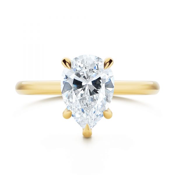 14k Yellow Gold 14k Yellow Gold Custom Hidden Halo Diamond Engagement Ring - Top View -  107205