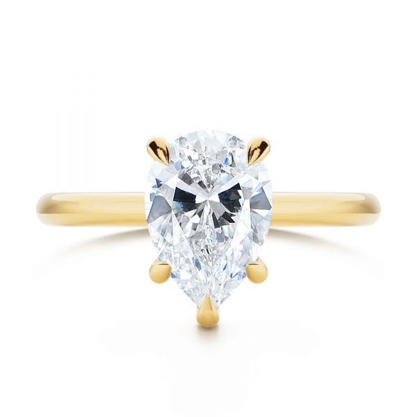 14k Yellow Gold 14k Yellow Gold Custom Hidden Halo Diamond Engagement Ring - Top View - 107205