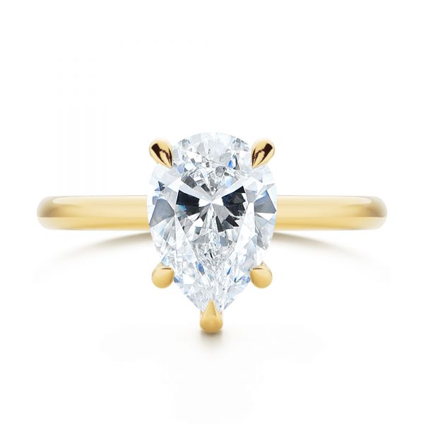 18k Yellow Gold 18k Yellow Gold Custom Hidden Halo Diamond Engagement Ring - Top View -  107205