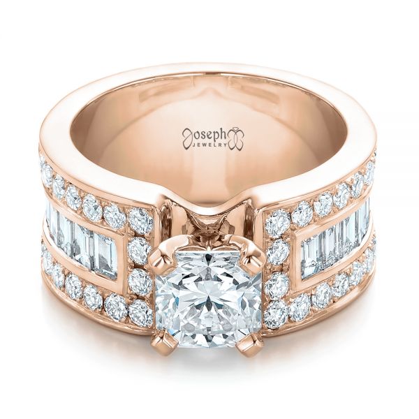 18k Rose Gold 18k Rose Gold Custom Ideal Square Diamond Engagement Ring - Flat View -  102123
