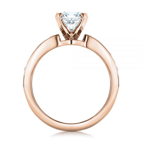 14k Rose Gold 14k Rose Gold Custom Ideal Square Diamond Engagement Ring - Front View -  102123