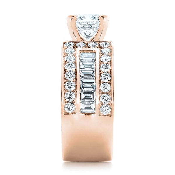 14k Rose Gold 14k Rose Gold Custom Ideal Square Diamond Engagement Ring - Side View -  102123