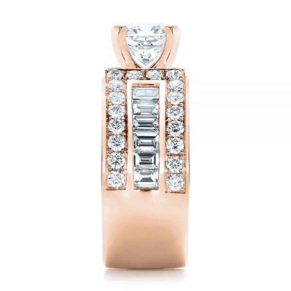 18k Rose Gold 18k Rose Gold Custom Ideal Square Diamond Engagement Ring - Side View - 102123