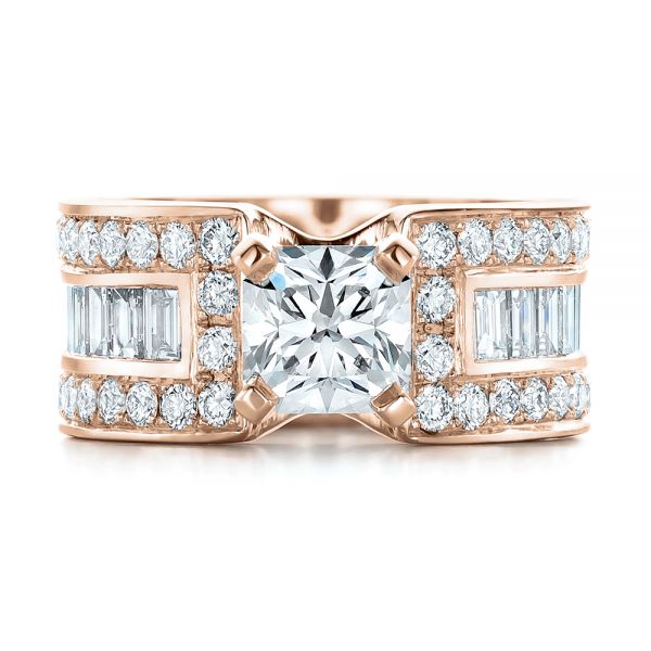 14k Rose Gold 14k Rose Gold Custom Ideal Square Diamond Engagement Ring - Top View -  102123